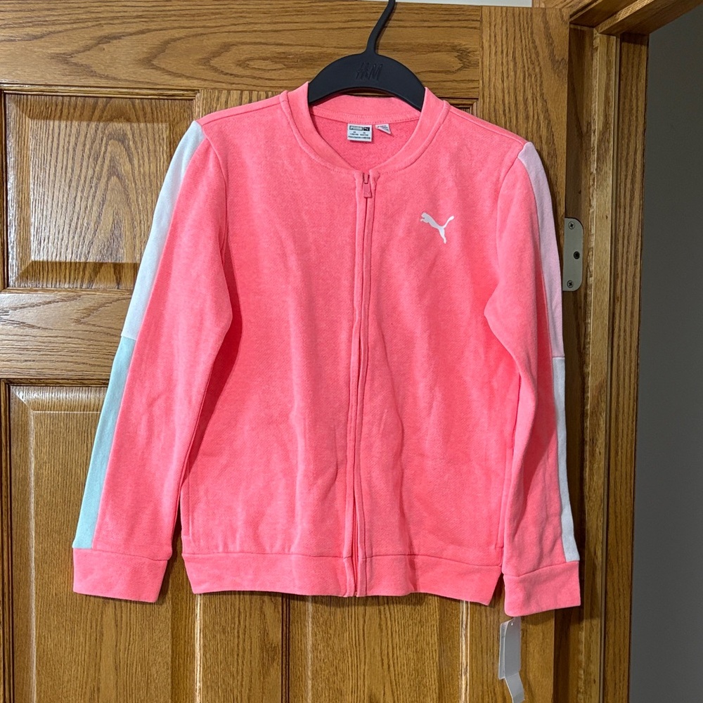 Puma Coral Zip-Up Jacket with White Logo
